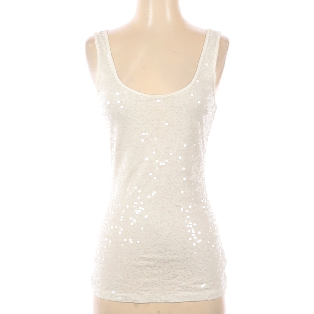 Women’s Express White Iridescent Sequin Tank Top XS
